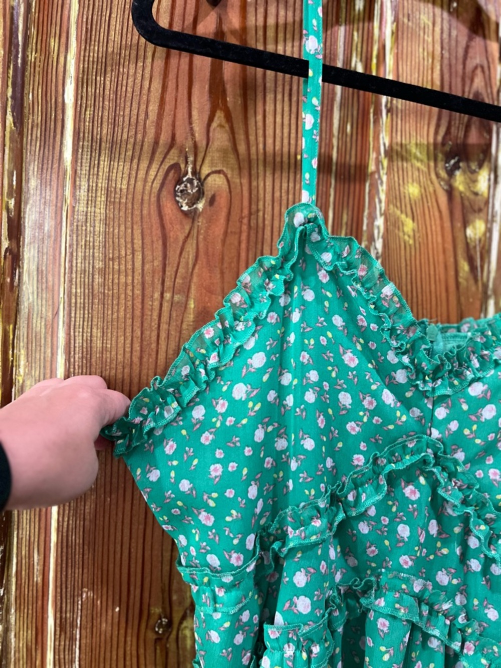 No Boundaries Green Floral Ruffle Dress - Picture 3 of 10